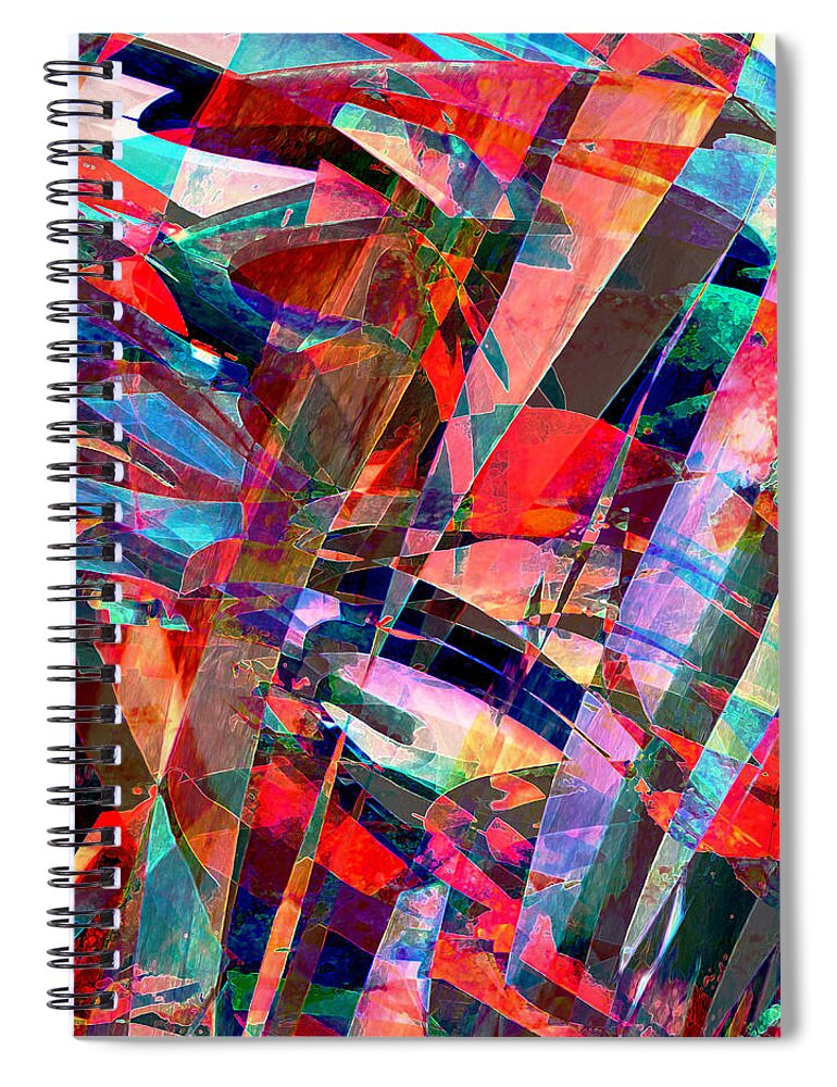 Colorful Spiral Notebook featuring the mixed media Tropical Rain by Stephanie Grant