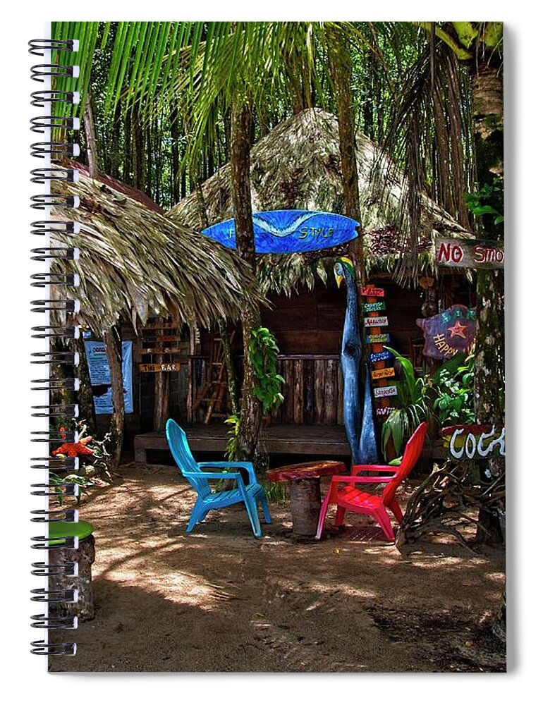 Landscape Spiral Notebook featuring the photograph Tropical Tiki Bar by Robert McKinstry