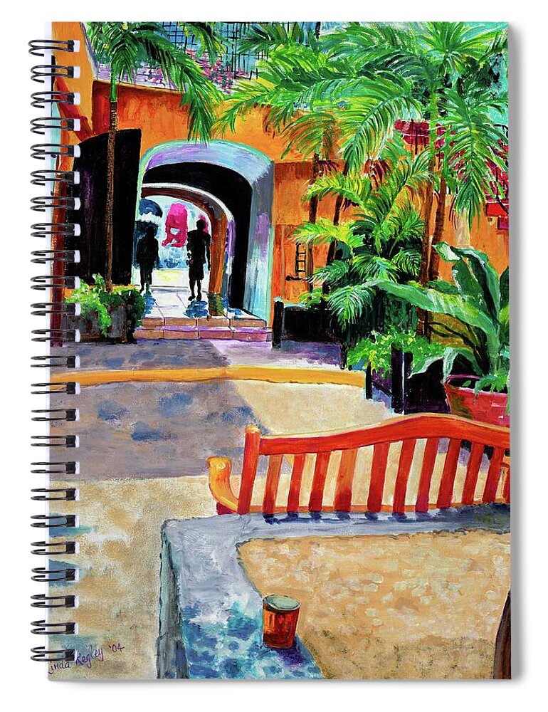 Tropical Walkway Spiral Notebook featuring the painting Tropical Walkway by Linda KEgley