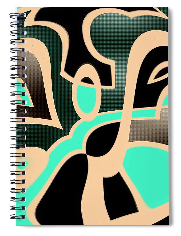 Black Spiral Notebook featuring the digital art Troubled by Designs By L