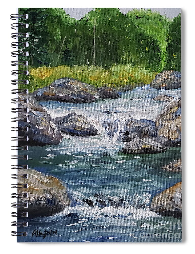 River Paintings Spiral Notebook featuring the painting Trout Water by Stanton Allaben