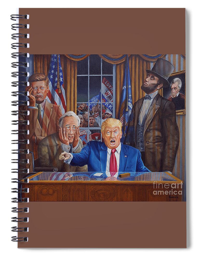 Trump Spiral Notebook featuring the painting What Have We Done? by Ken Kvamme
