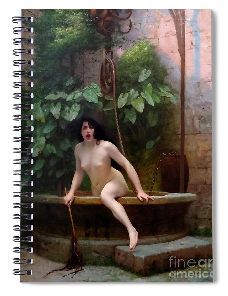 Truth Coming From The Well Armed With Her Whip To Chastise Mankind Spiral Notebook featuring the painting Truth coming from the well armed with her whip to chastise mankind by Jean-Leon Gerome