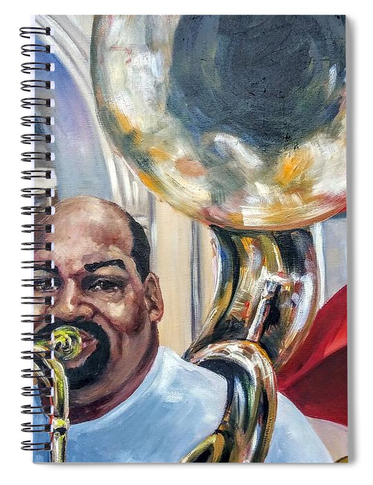 New Orleans Spiral Notebook featuring the painting Tuba on the Square by Beverly Boulet