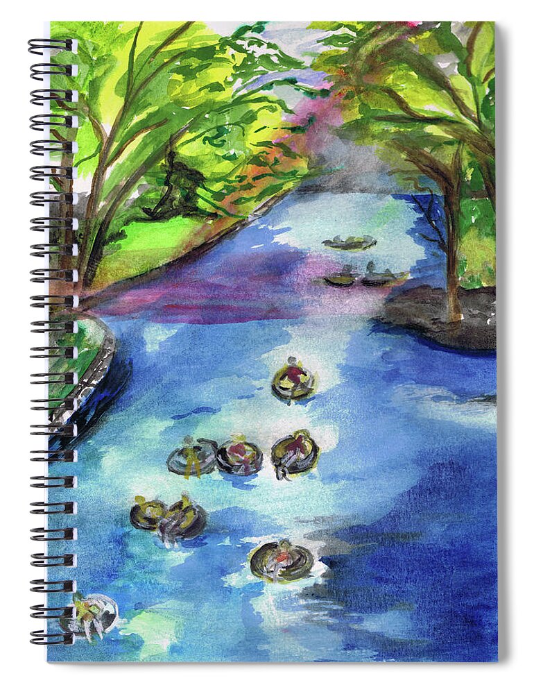 Water Spiral Notebook featuring the painting Tubing the Guadalupe by Genevieve Holland