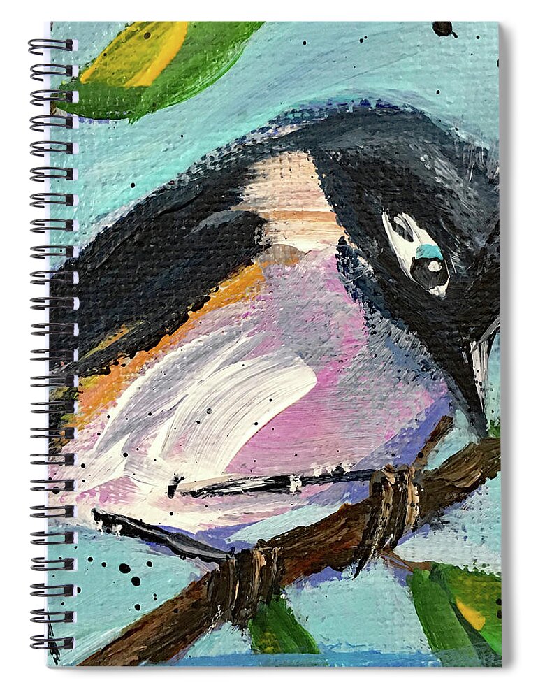 Titmouse Spiral Notebook featuring the painting Tufted Titmouse by Roxy Rich