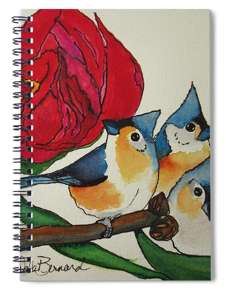 Tuffies Spiral Notebook featuring the painting Tufted Trio by Dale Bernard