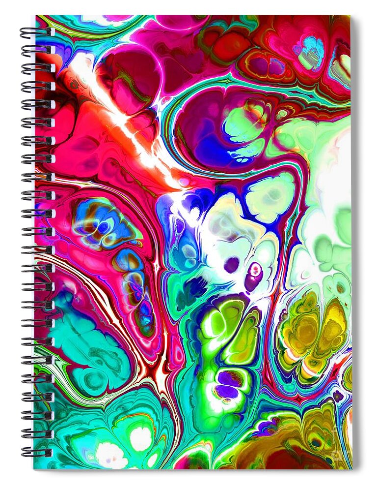 Colorful Spiral Notebook featuring the digital art Tukiran - Funky Artistic Colorful Abstract Marble Fluid Digital Art by Sambel Pedes