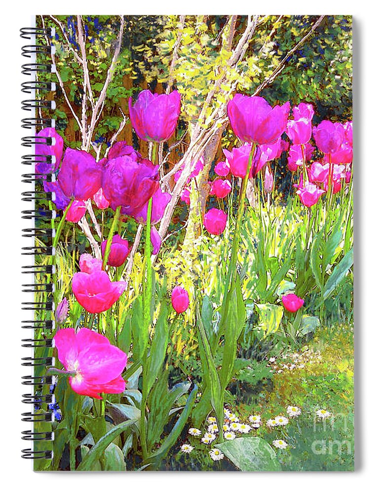 Floral Spiral Notebook featuring the painting Tulip Beauties by Jane Small
