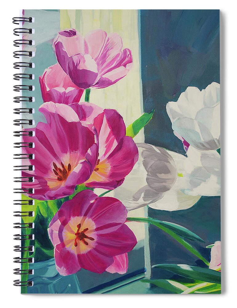 Tulips Spiral Notebook featuring the painting Tulips 2 by Amanda Schwabe