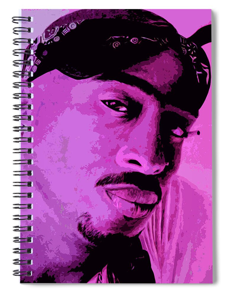Tupac Spiral Notebook featuring the digital art Tupac in pink by Passport44