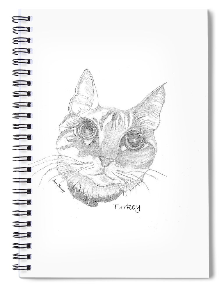 Cat Spiral Notebook featuring the painting Turkey the Cat by Anne Beverley-Stamps