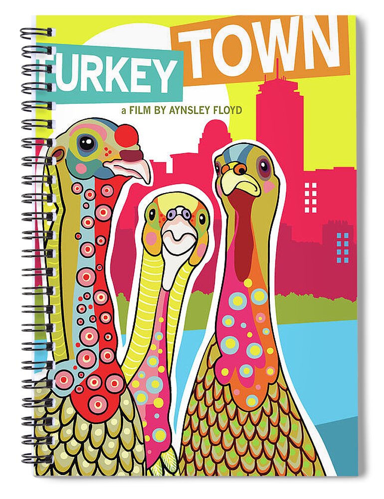  Spiral Notebook featuring the digital art Turkey Town by Caroline Barnes