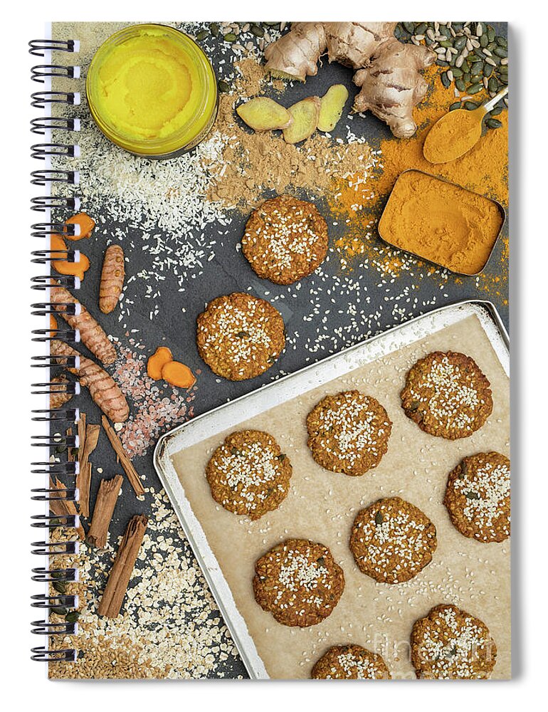 Turmeric Spiral Notebook featuring the photograph Turmeric and Ginger Cookies by Tim Gainey