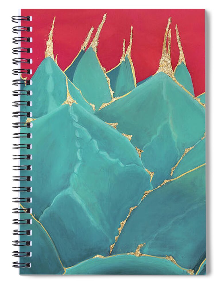 Agave Spiral Notebook featuring the painting Turquoise Fire by Ashley Lane