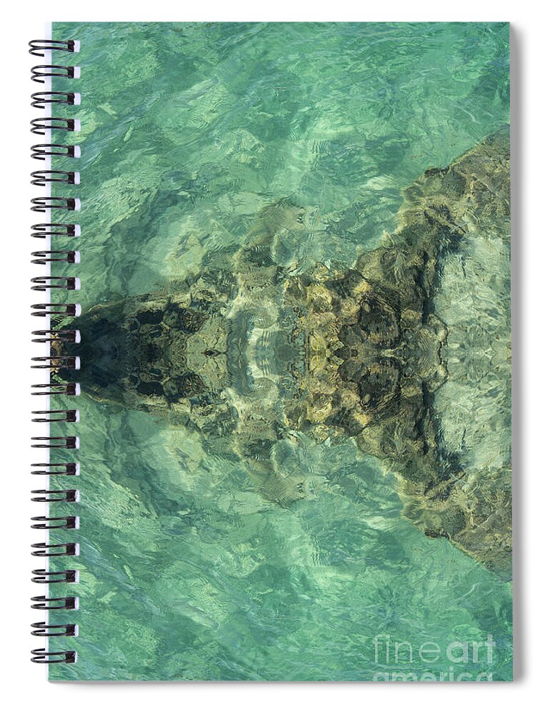 Turquoise Spiral Notebook featuring the digital art Turquoise sea water and soft waves by Adriana Mueller