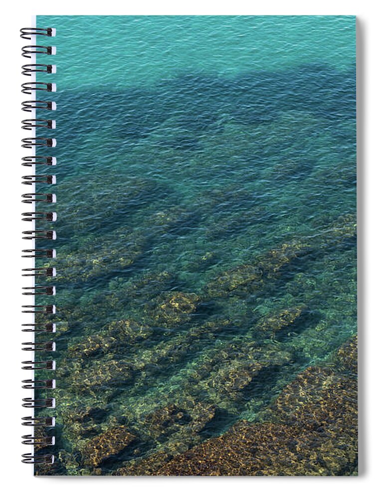 Sea Water Spiral Notebook featuring the photograph Turquoise sea water in a rocky cove 2, Mediterranean Sea by Adriana Mueller