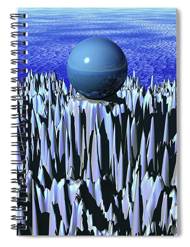 Landscape Spiral Notebook featuring the digital art Turquoise Sphere by Phil Perkins