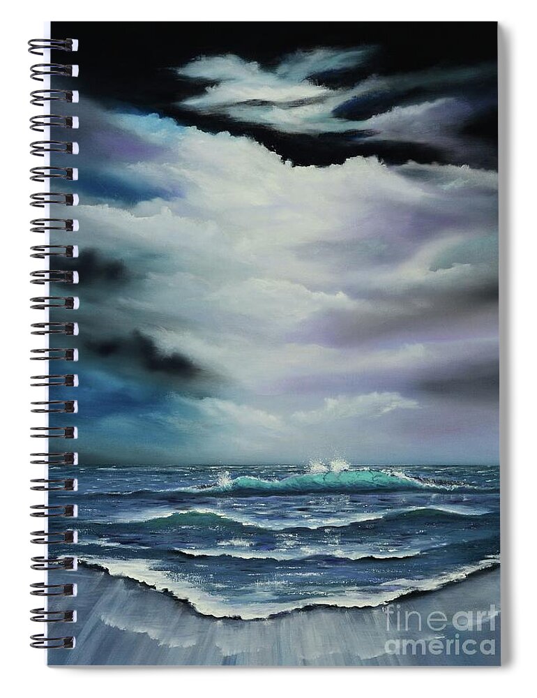 Turquoise Wave Spiral Notebook featuring the painting Turquoise Wave by Mary Scott