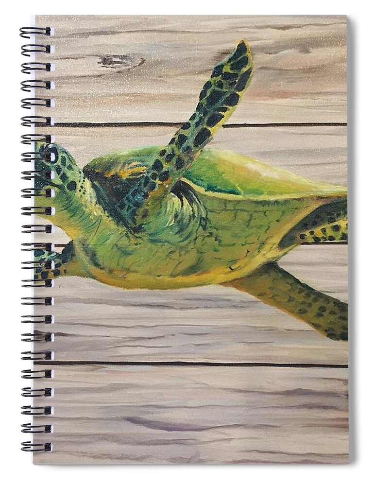 Sea Turtle Spiral Notebook featuring the painting Turtle Time by Judy Rixom