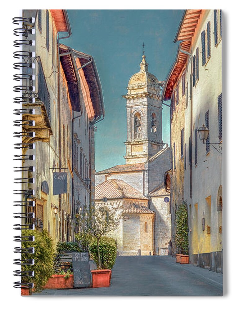 Italy Spiral Notebook featuring the photograph Tuscan Hill Town of San Quirico d'Orcia, Painterly by Marcy Wielfaert