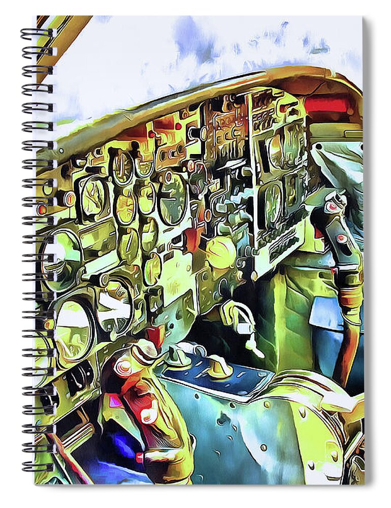 T-37 Spiral Notebook featuring the mixed media Tweet Cockpit by Christopher Reed