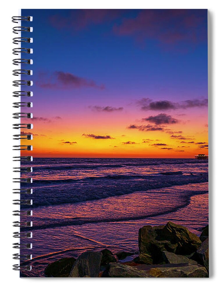 Colorful Spiral Notebook featuring the photograph Twilight in Oceanside by Rich Cruse