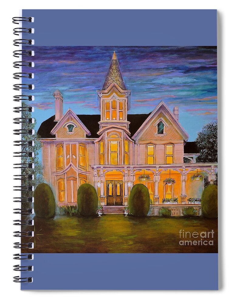 House Spiral Notebook featuring the painting Twilight in Troy by Jodie Marie Anne Richardson Traugott     aka jm-ART