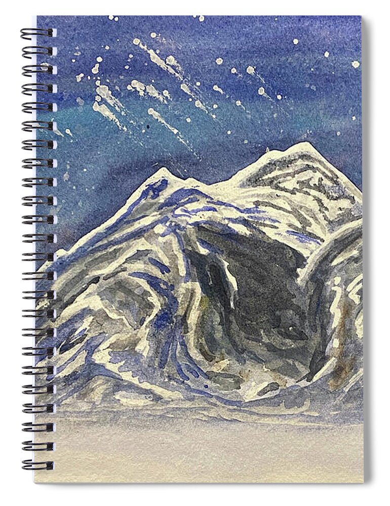 Mt Baker Spiral Notebook featuring the painting Twilight Mountain by Lisa Neuman