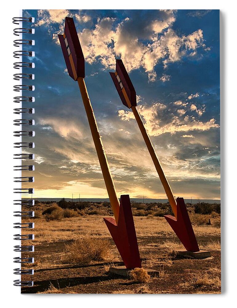 Twin Arrows Spiral Notebook featuring the photograph Twin Arrows Route 66 Arizona by Mark Valentine