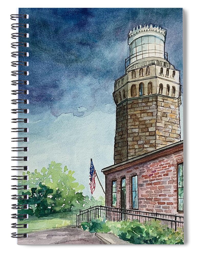 Light House Spiral Notebook featuring the painting Twin Lights by Clara Sue Beym