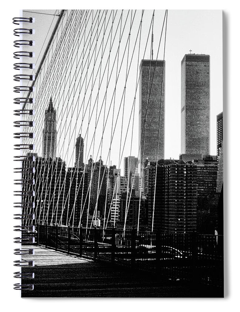 1980s Spiral Notebook featuring the photograph Twin Towers by Marianne Campolongo