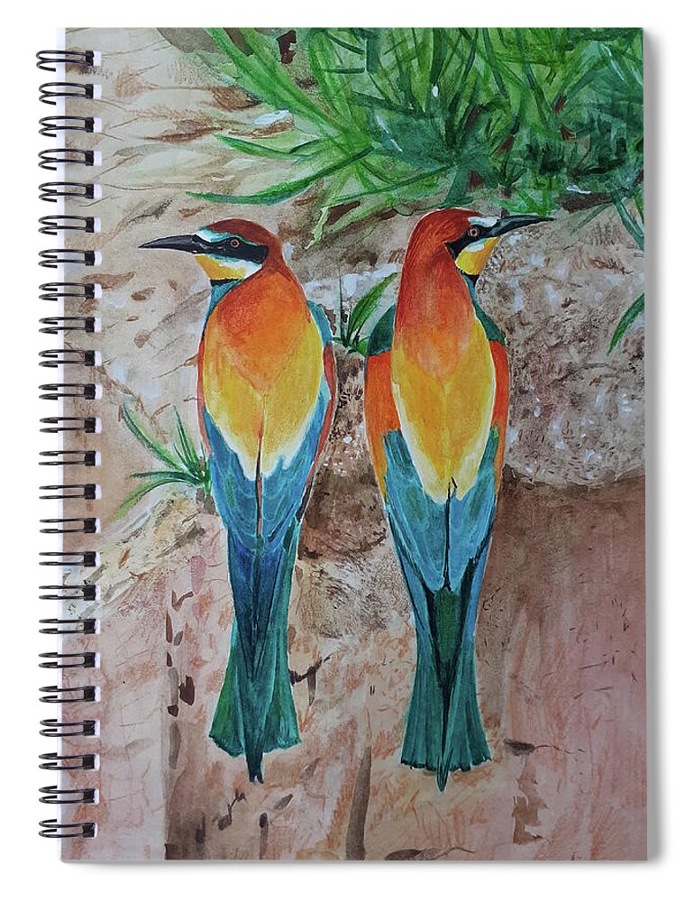 Twins Spiral Notebook featuring the painting Twins by Carolina Prieto Moreno