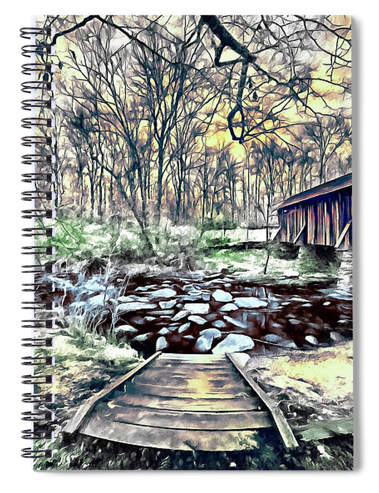 North Carolina Spiral Notebook featuring the painting Twisted Bridge ap by Dan Carmichael