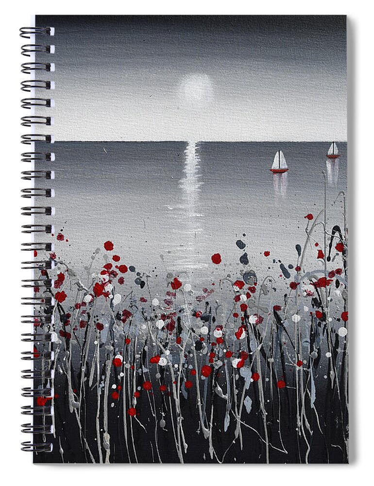 Red Poppies Spiral Notebook featuring the painting Two boats a Sailing by Amanda Dagg