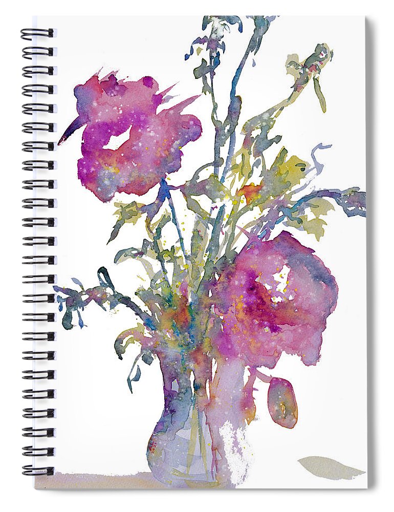Roses Spiral Notebook featuring the painting Two delicate roses by Ann Leech