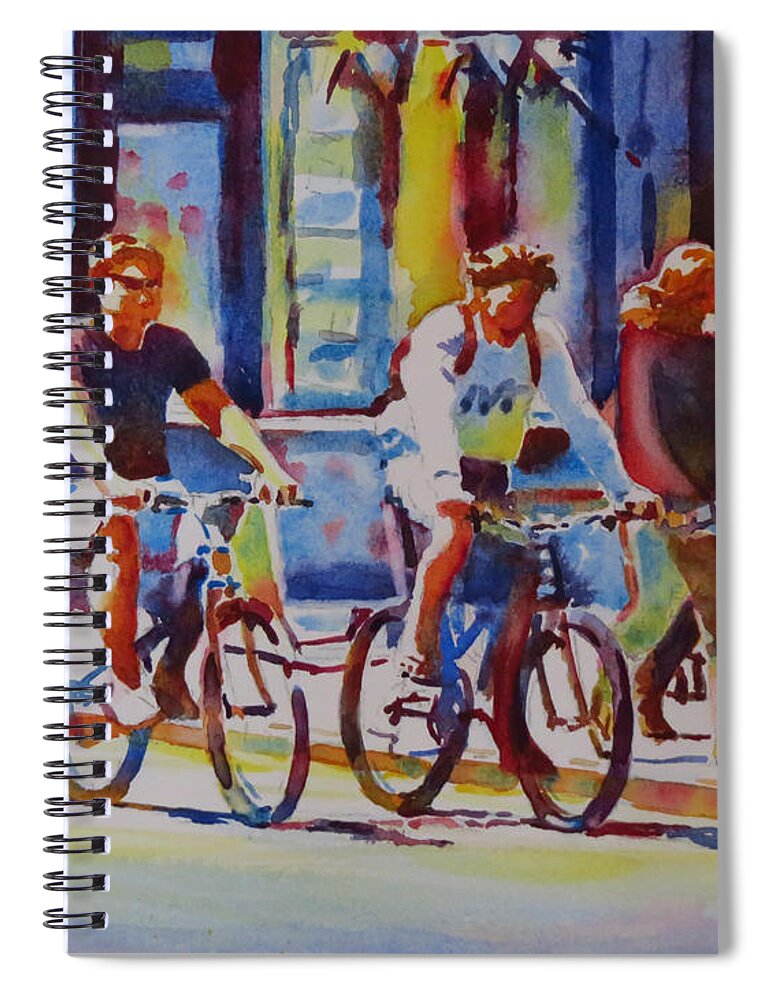 Oxford Spiral Notebook featuring the painting Two Go Cycling-G.Berry #89 by David Gilmore