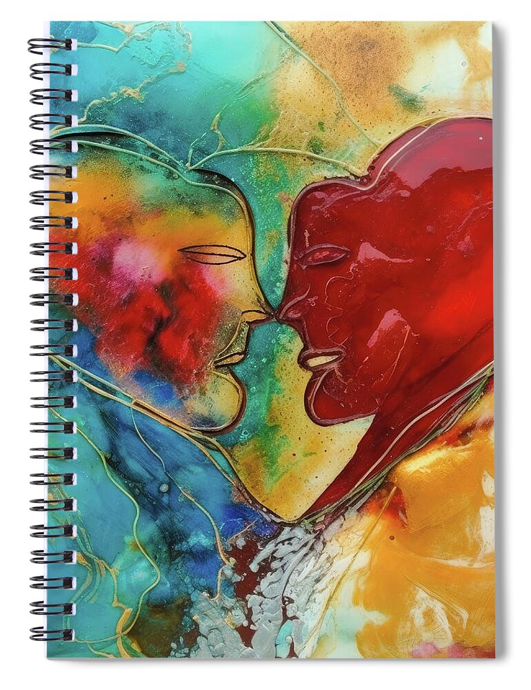 Lovers Spiral Notebook featuring the digital art Two Lovers 15 Heart Shape by Matthias Hauser