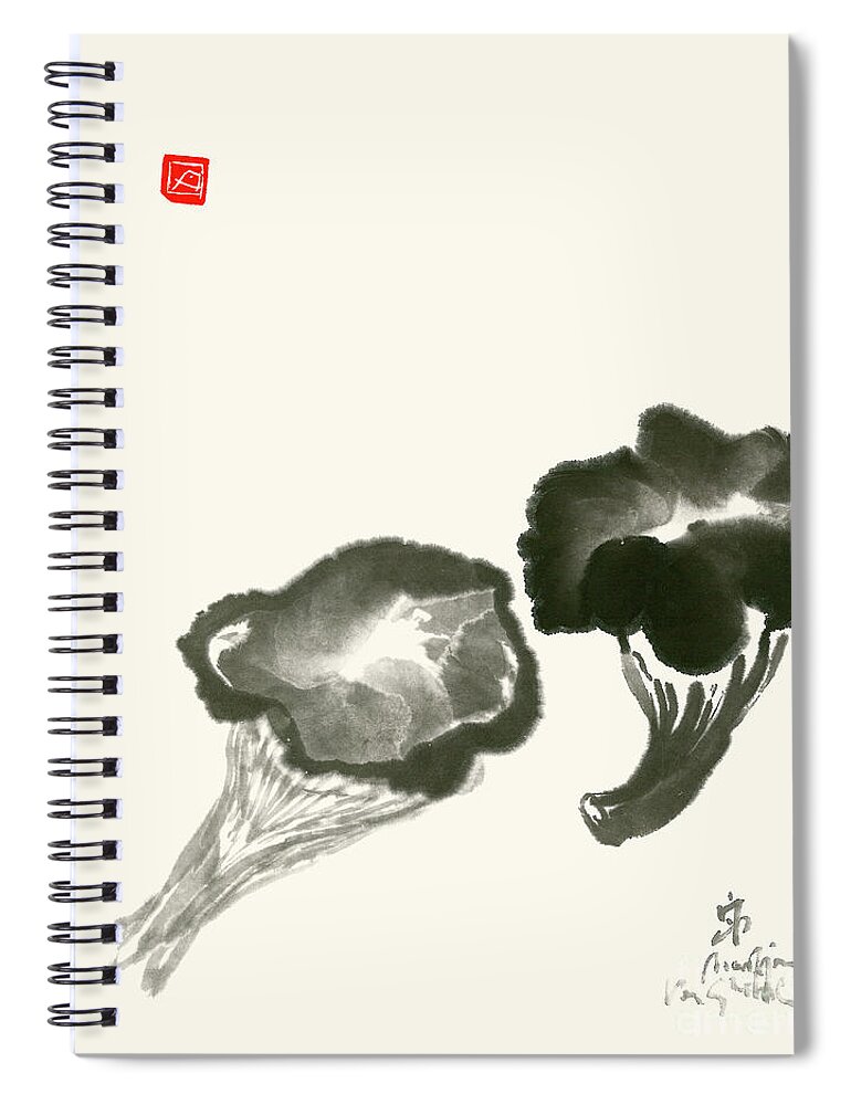 Mushrooms Spiral Notebook featuring the painting Two Mushrooms Called Magic Rovellons by Nadja Van Ghelue
