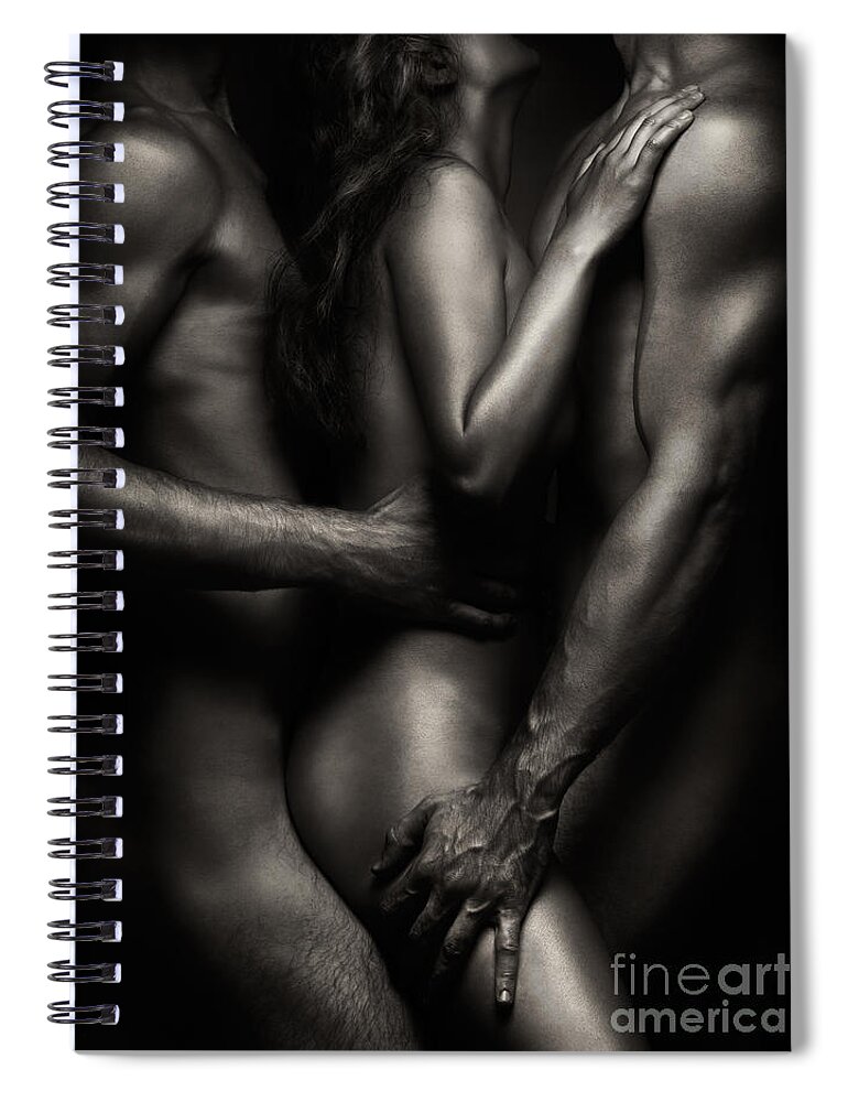 Black men and white men making love Two Nude Men And Woman Making Love Black And White Spiral Notebook For Sale By Maxim Images Prints