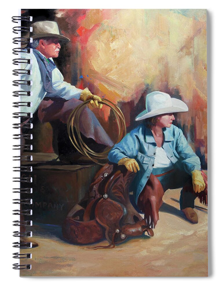 Western Art Spiral Notebook featuring the painting Two of a Kind by Carolyne Hawley
