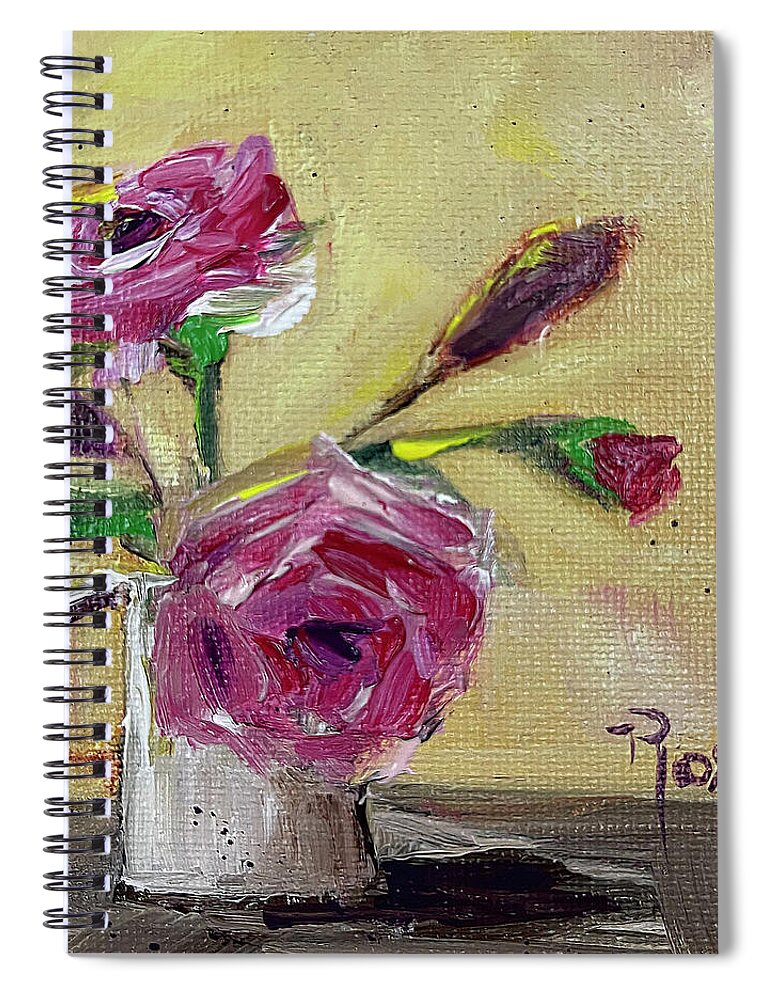 Rose Spiral Notebook featuring the painting Two Roses by Roxy Rich