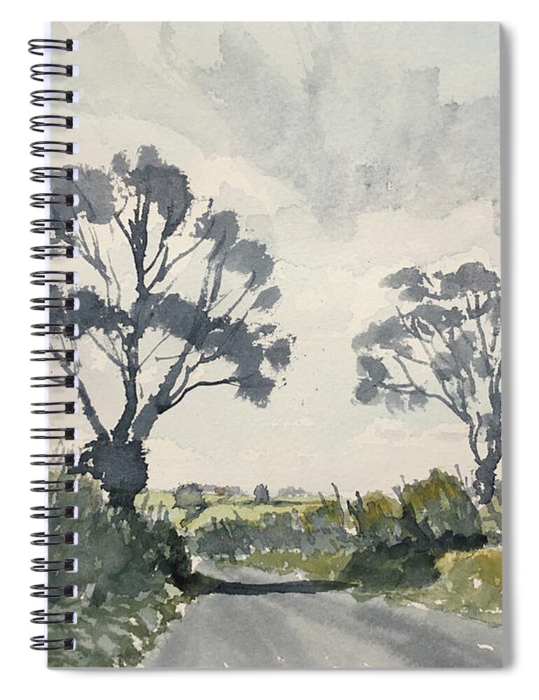 Watercolour Spiral Notebook featuring the painting Two Trees on Thwing Road by Glenn Marshall
