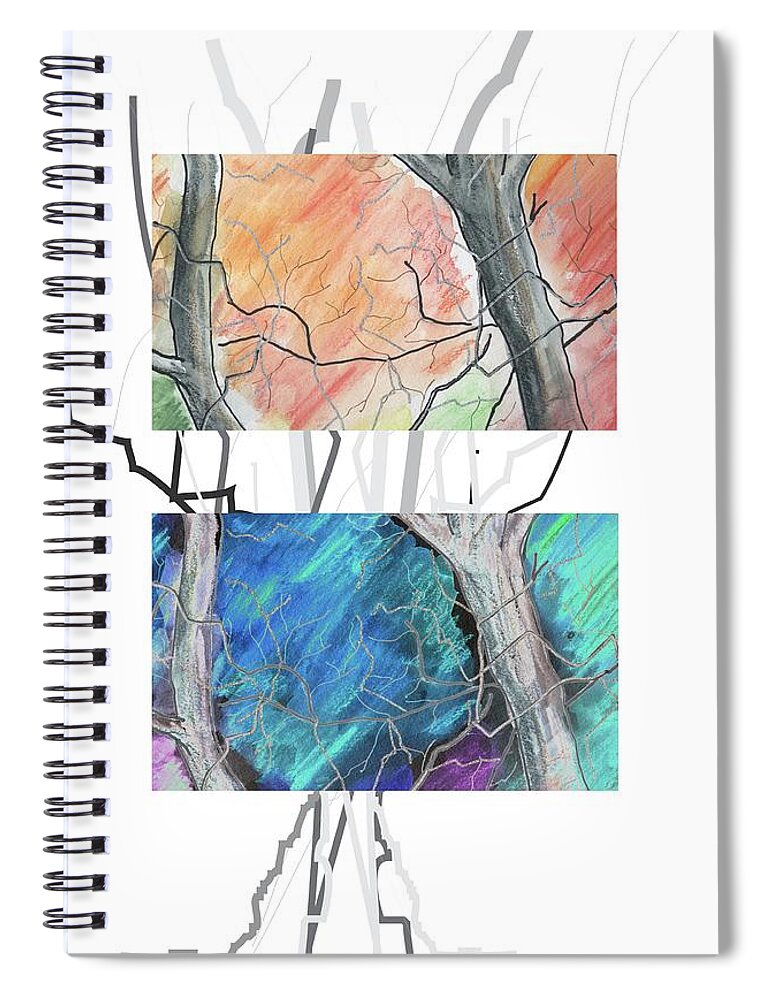 Contemporary Spiral Notebook featuring the digital art Two Trees by Ted Clifton