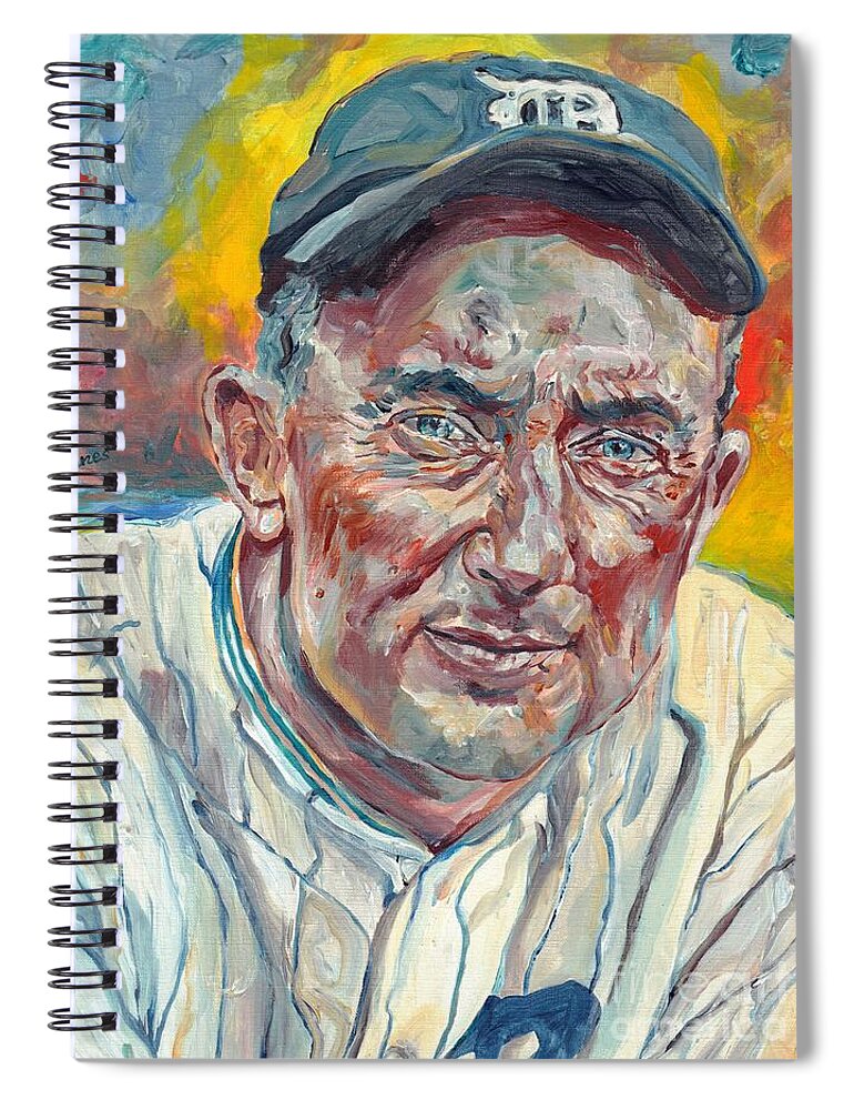 Ty Cobb Spiral Notebook featuring the painting Ty Cobb Portrait by Suzann Sines
