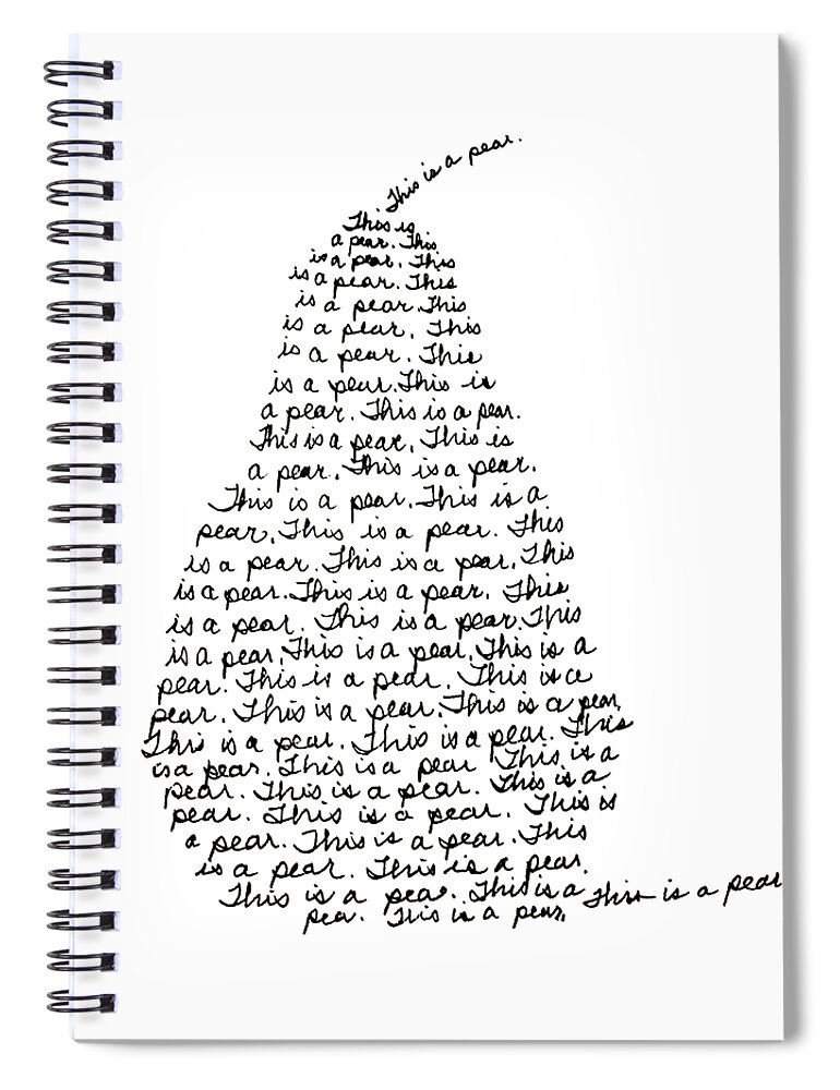 Typographic Spiral Notebook featuring the drawing Typographic Pear Drawing by Nancy Merkle