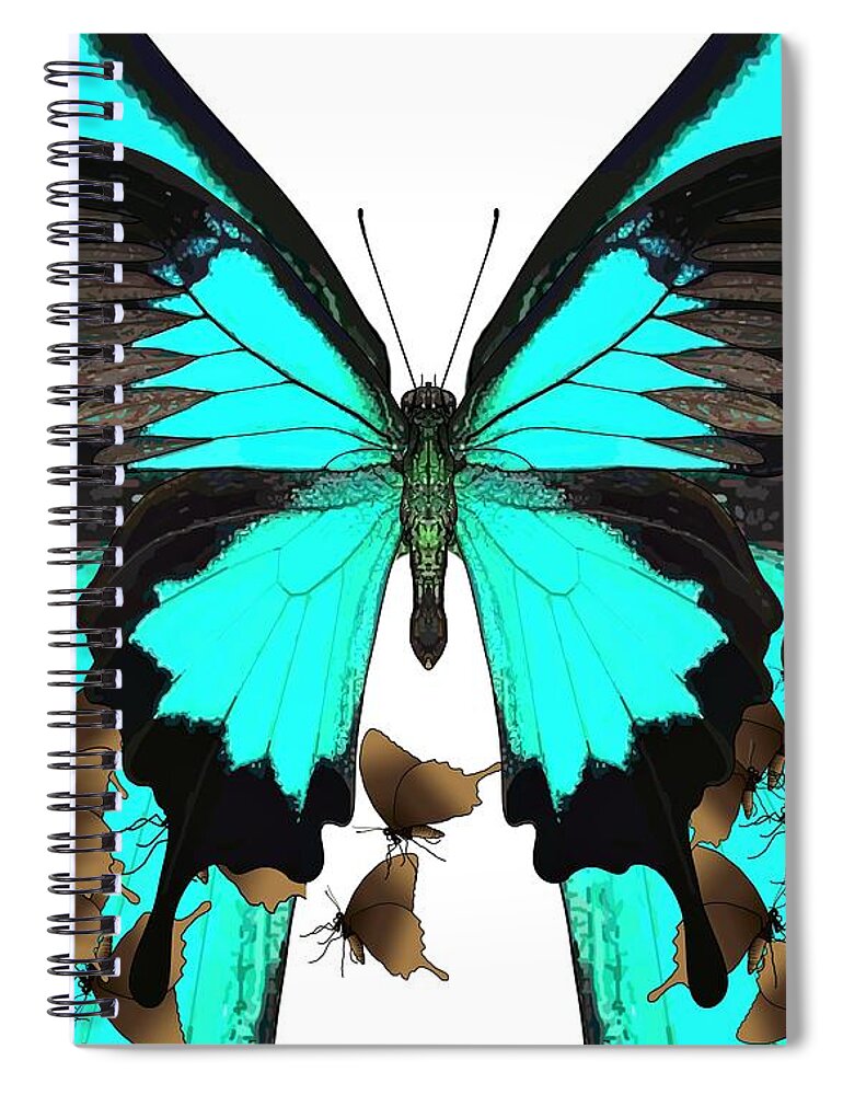 Butterfly Spiral Notebook featuring the drawing U is for Ulysses Butterfly by Joan Stratton