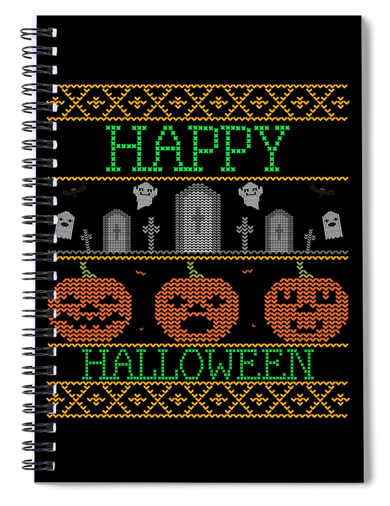 Cool Spiral Notebook featuring the digital art Ugly Halloween Sweater by Flippin Sweet Gear
