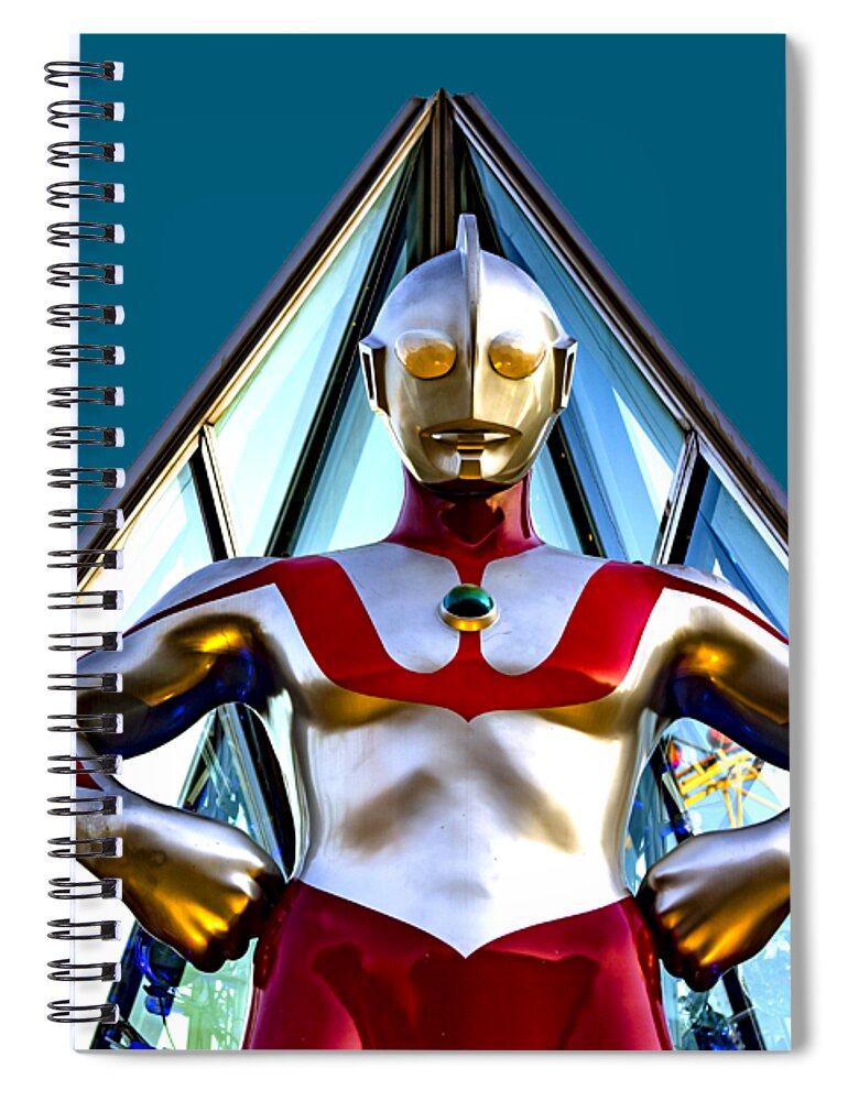 Ultraman Spiral Notebook featuring the photograph Ultraman by worldwide Photography