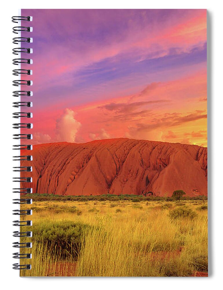 Australia Spiral Notebook featuring the photograph Uluru Australia sunset sky by Benny Marty